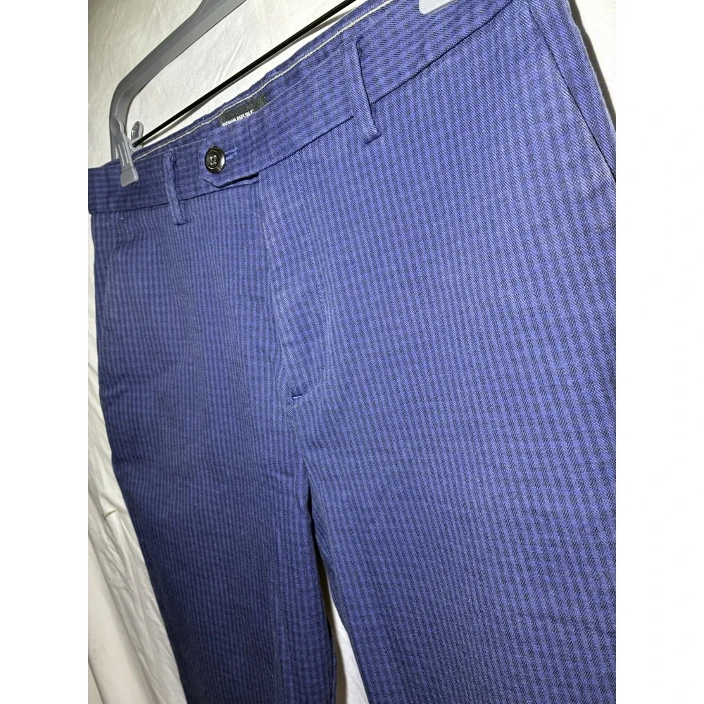 Banana Republic Men's 32x32 Slim Tapered Fit Blue Check Pattern Stretch Fit